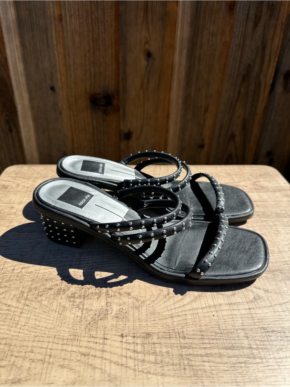 Dolce Vita Black Studded Slide Sandals